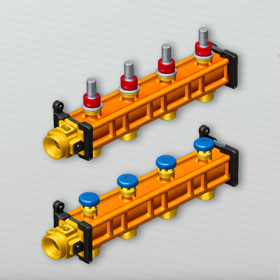 Коллектор геотермального контура KOMBIGEO 100 1 1/4" - 6 контура, подключение G 1 1/4"